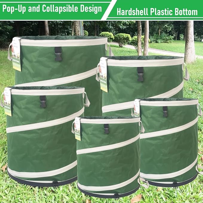 16-Gallon Collapsible Trash Can Hard-Shell Bottom Yard Garden Bag, Pop-Up Trash - Image 7