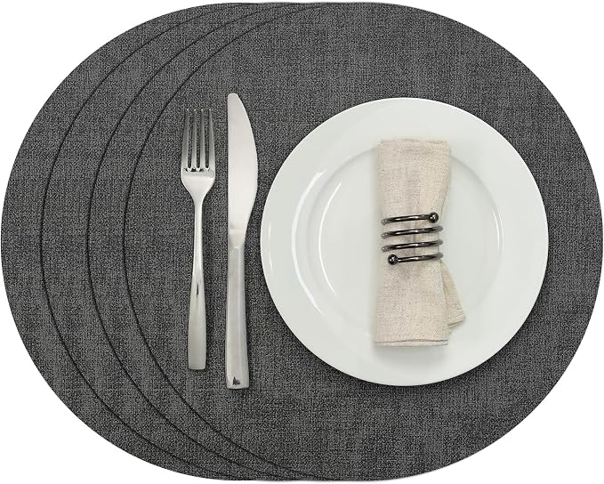 Myir JUN Round Placemats, Dual Sided Faux Leather Place Mats Set of 4 by MyirJUN