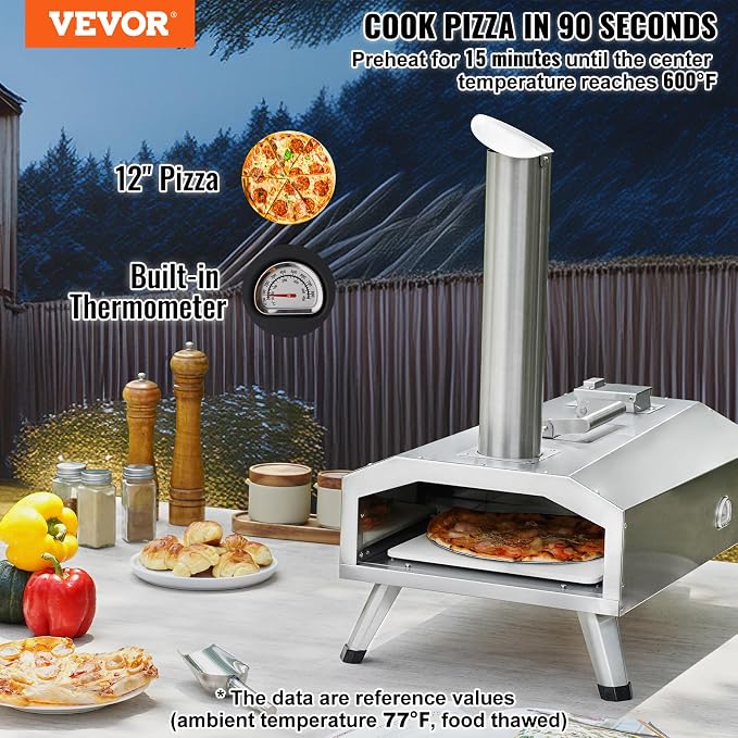 VEVOR Dual Fuel Pizza Oven Outdoor, 12 Inch Wood Fire & Propane Gas Pizza Oven - Image 2