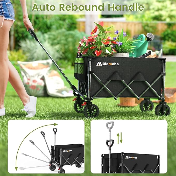 Collapsible Wagon Cart, 150L Heavy Duty Foldable Beach Wagon - Image 8