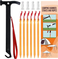 Eurmax USA Hiking Camping Tent Stakes and Hammer Set Lightweight Multi-Function by Eurmax