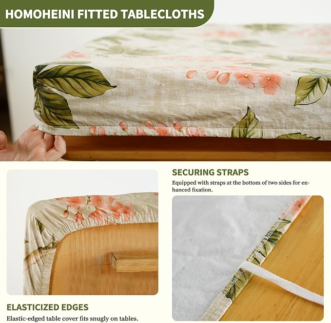 Rectangle Picnic Table Cloth, Elastic Waterproof Fitted Vinyl Tablecloths - Image 2