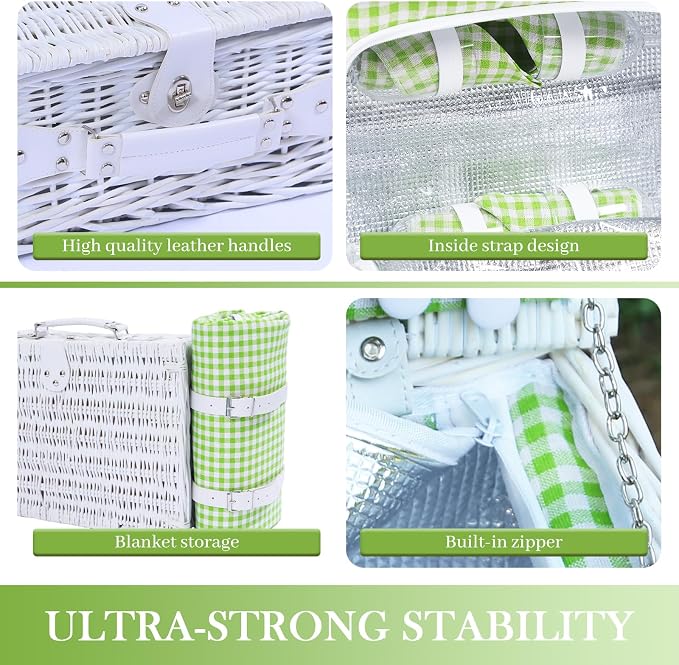 Neti Neti Wicker Picnic Basket for 4 - Image 5