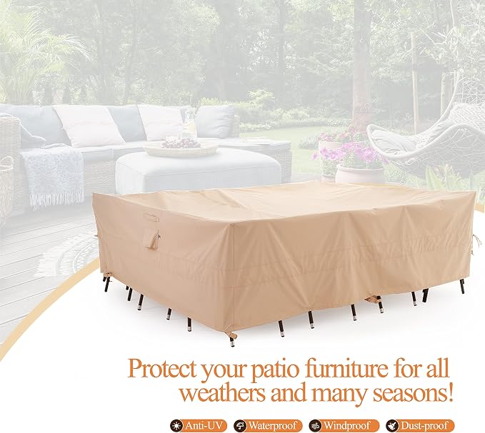 WJ-X3 Rectangle 96 Inches Patio Furniture Cover, Heavy Duty Outside Table Cover - Image 8