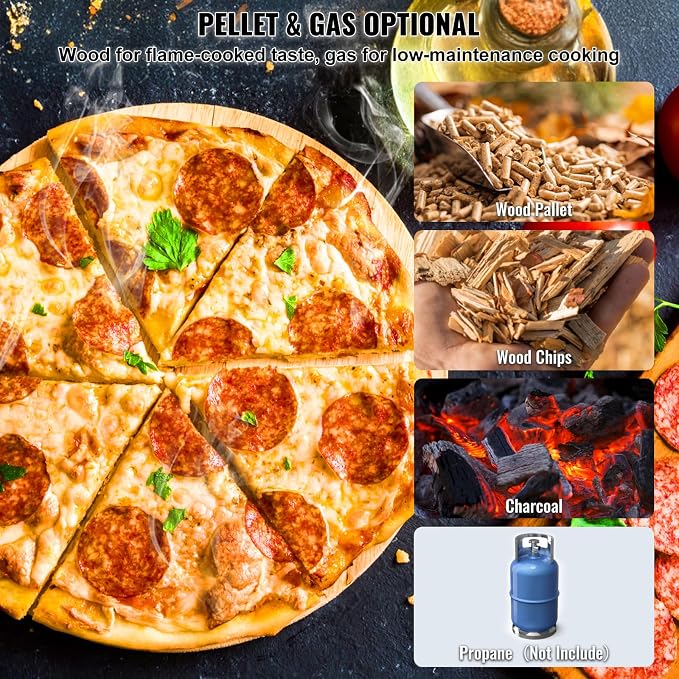 VEVOR Dual Fuel Pizza Oven Outdoor, 12 Inch Wood Fire & Propane Gas Pizza Oven - Image 3