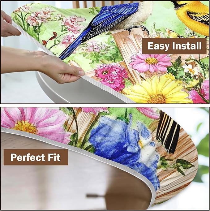 Spring Birds Floral Round Fitted Tablecloth - Image 6