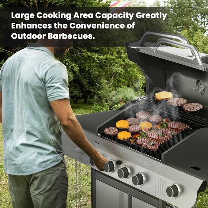 4-Burner Gas Grill with Side Burner, Stainless Steel Propane Grill with - Image 8