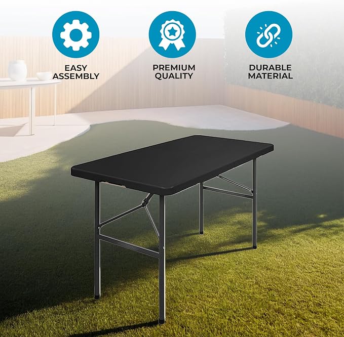 SIMPLI-Magic 4ft Portable Plastic Folding Table – 17% Thicker Than Others – - Image 4