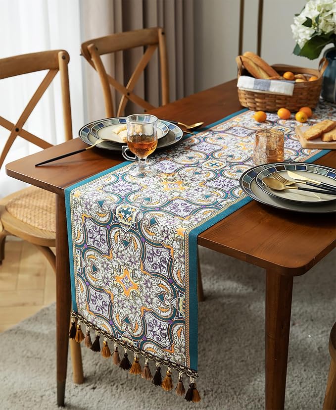 13×72 Inch Table Runner, Retro-Luxury Tassels Series - Image 8