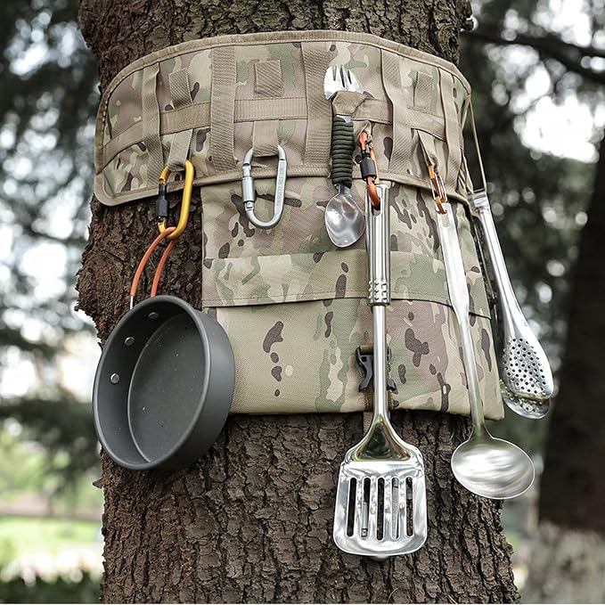 Camping Tableware Bag Travel Cooking Utensils Organizer Carry Case Picnic Roll - Image 5