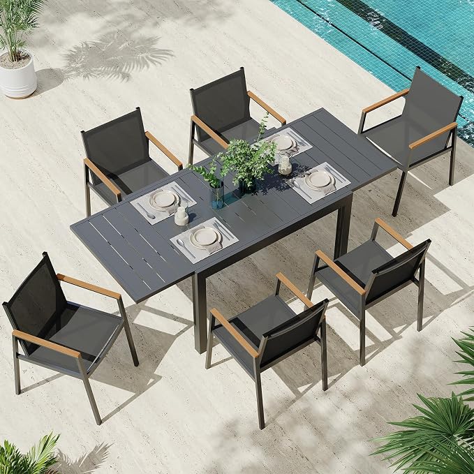 Expandable Outdoor Patio Dining Table Set by Oasbira