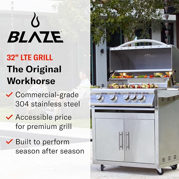 Blaze Outdoor Grill | 32-Inch Stainless Steel Propane BBQ Grill | 4 Burner - Image 2