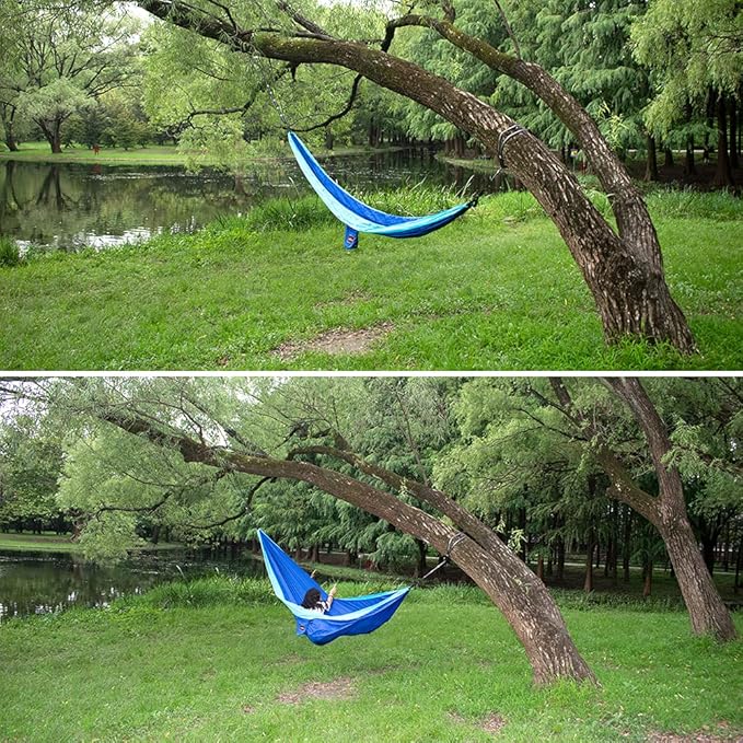 Hammock with 210T Parachute Nylon, 500 lb Capacity and Steel Carabiners