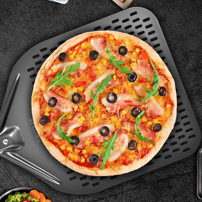 Perforated Pizza Peel, 14 x 16 Inch Rectangular Pizza Turning Peel, - Image 7