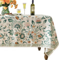 patdrea Designer Green Square Table Cloth, Vintage Italian Floral Durable by Welcometopatdrea