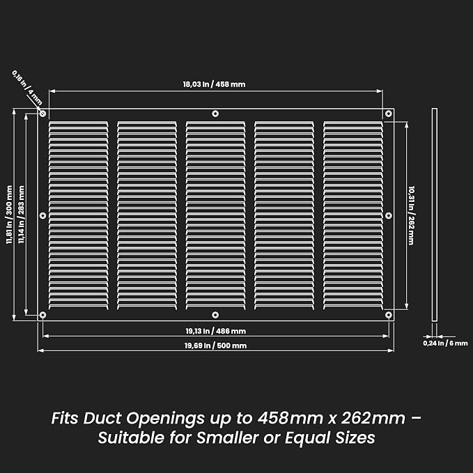 Repa Market Air Vent Cover 20x12 Inch White Galvanized Steel Louvered Grill - Image 2