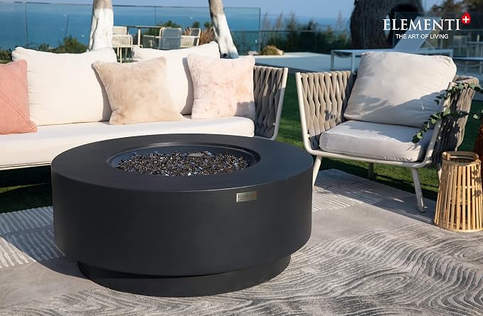 Elementi+ | Nimes Gas Fire Pit Cast Concrete 40" Dia. Round Fire Table - Image 8