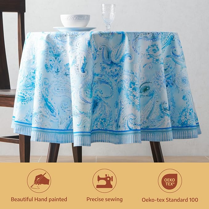 Maison d'Hermine Premium Table Cloth Round Table 100% Cotton 70 Inches - Image 2