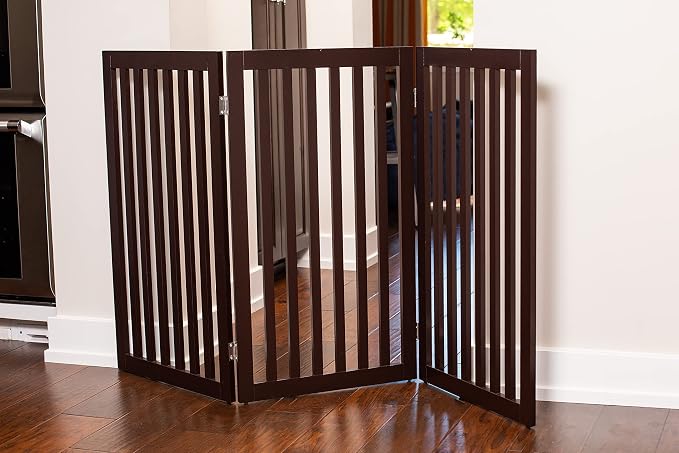 INTERNET'S BEST Dog Gate Indoor Freestanding Pet Barrier, Folding Wood Dog Fence - Image 8