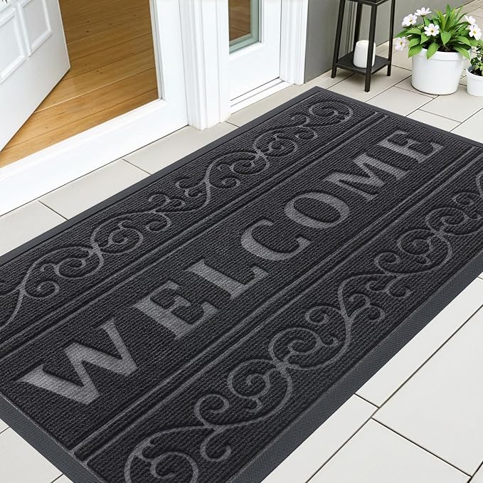 OLANLY Welcome Door Mat Indoor Outdoor Entrance, Heavy Duty Sturdy Front Door by OLANLY