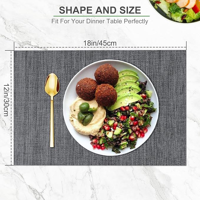 BETEAM Placemats Set of 8, Woven Vinyl Placemat - Image 5