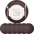PIGCHCY Round 15" Water-Resistant Placemats Set of 6, Premium Faux Leather by PIGCHCY