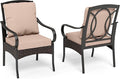 PHI VILLA Patio Chairs Set of 2, Heavy Duty Outdoor Metal Wicker Dining Chair by PHIVILLAThepioneerofcomfortablehouseholdsupplies
