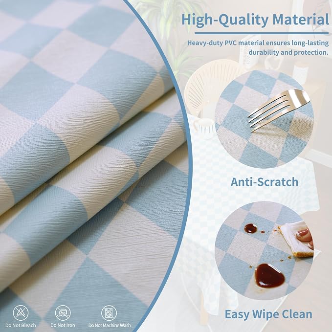 Rectangle Table Cloth, 100% Waterproof Tablecloth Oil Proof Spill Proof Vinyl - Image 3