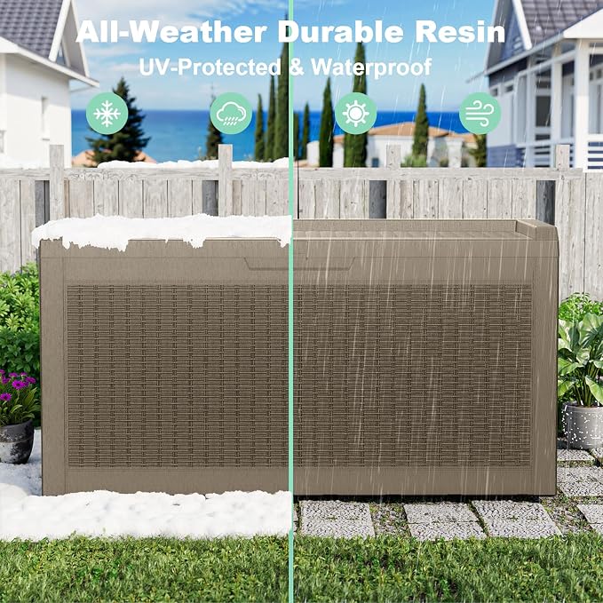 60 GallonOutdoor Storage Box, Resin Deck Boxes Waterproof, IndoorOutdoor Bin - Image 7