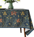 patdrea Designer Dark Blue Linen Rectangle Tablecloth, Vintage French Rustic by Welcometopatdrea
