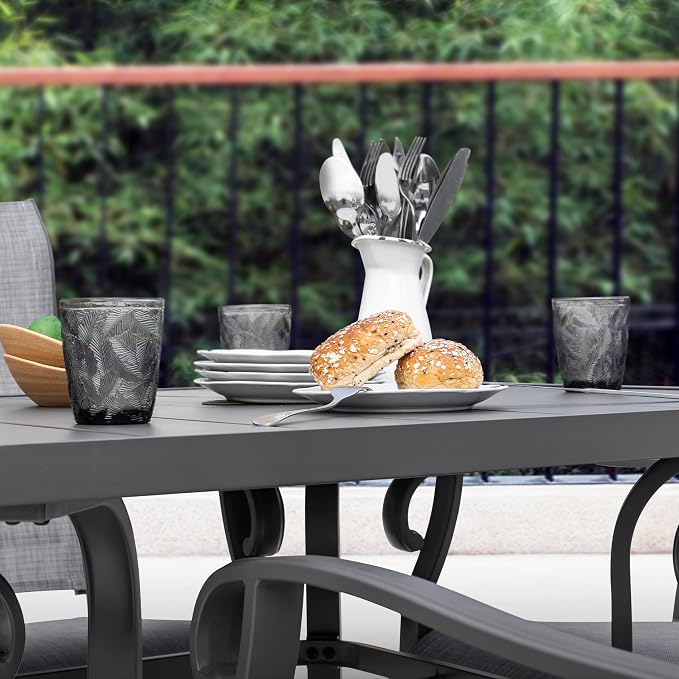 NUU GARDEN 37" Outdoor Patio Table, 4 Person Steel Slat Square Dining Table - Image 8