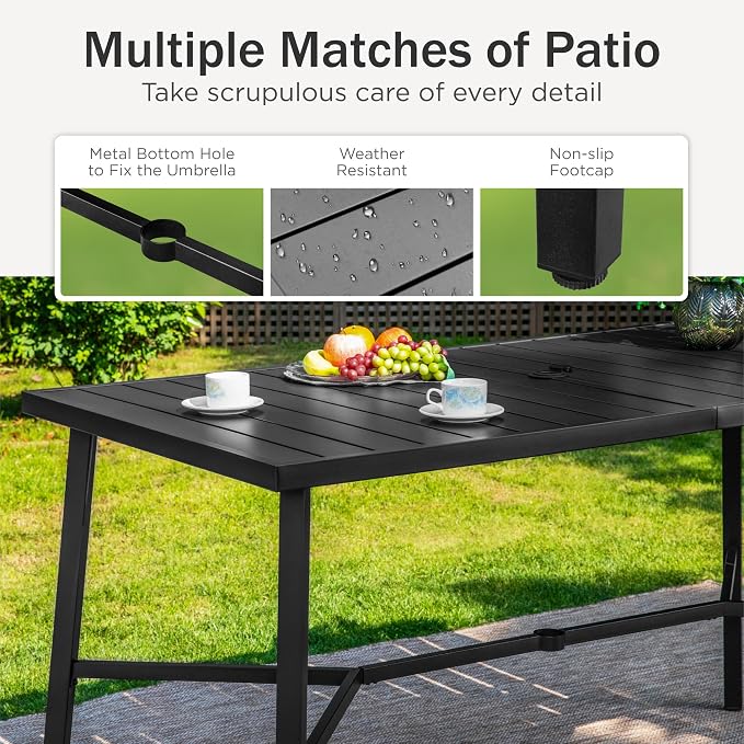 PHI VILLA Outdoor Bar Table, Patio Counter Height Pub Dining Table - Image 5