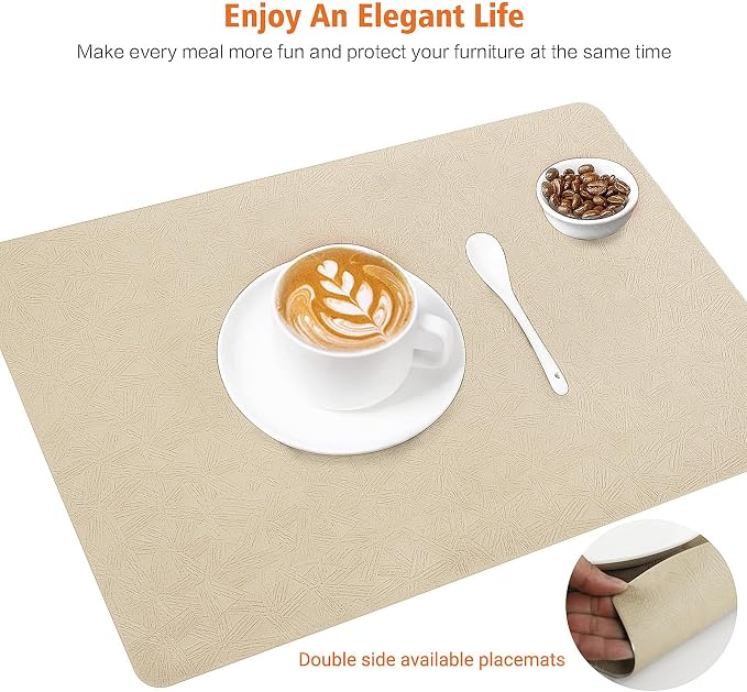 Vinyl Placemats Set of 8 Heat Resistant Easy Clean Non-Slip Place Mats - Image 6