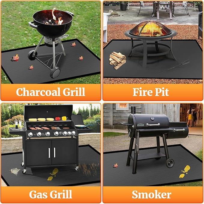Grill Floor Mat 90 x 52 Inch Fiberglass Silicone-Coated