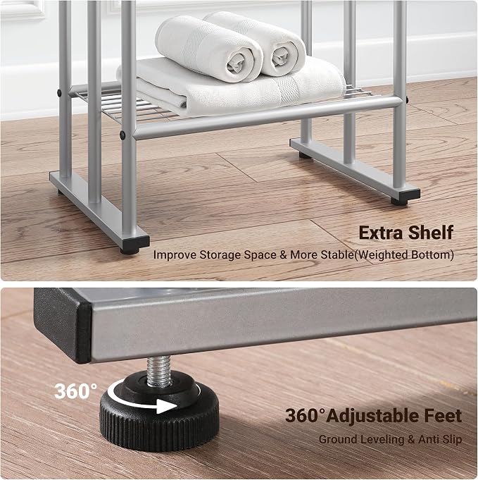 ELYKEN 3 Tier Standing Towel Rack, Freestanding Floor Towel Rack - Image 5
