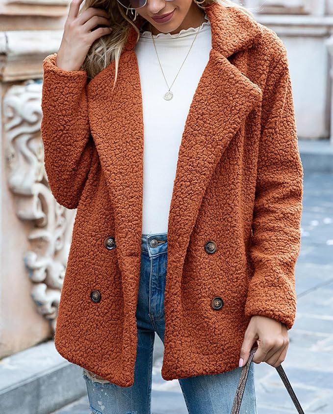 Women's Winter Warm Plush Cardigan Fuzzy Fleece Lapel Jacket - Image 2