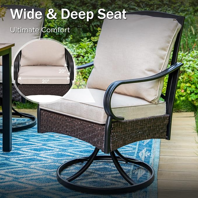 PHI VILLA 7-Piece Outdoor Dining Set, Heavy Duty Patio Table and Chairs Set - Image 5