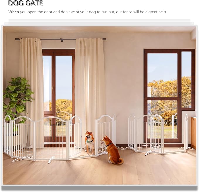 4NM Metal No Drilling Expandable Dog Gate, Extra Wide 96", Extra Tall 32" Free - Image 2