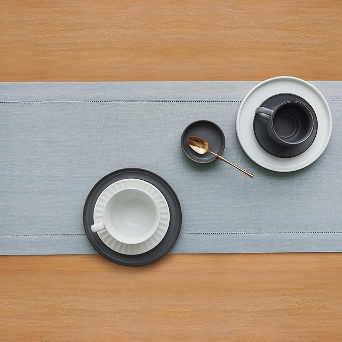 Solino Home Linen Dusty Blue Table Runner 72 Inches Long - Image 3