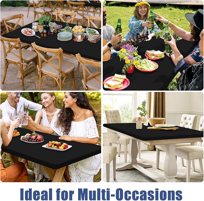 Spandex 5 Foot Rectangle Table Cloth 6 Pack, Elastic Fitted Tablecloths - Image 9