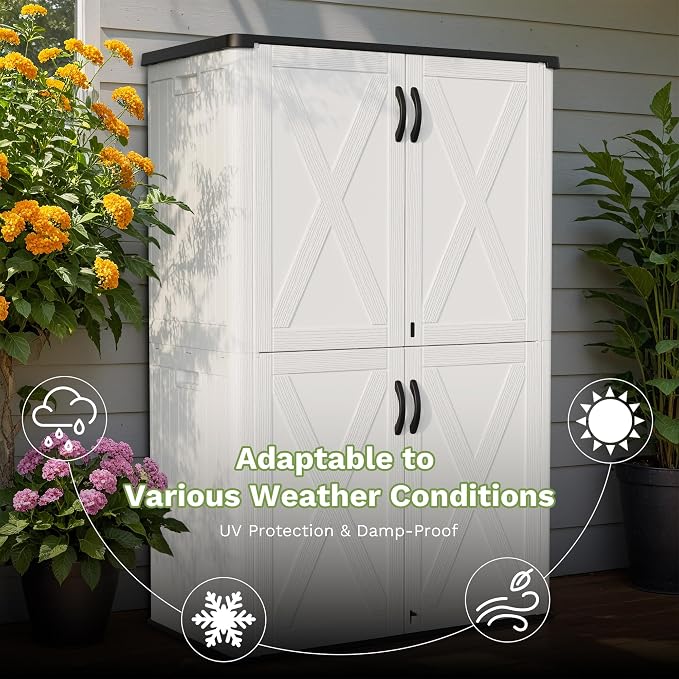 Greesum Outdoor Storage Cabinet, 50 Cu.Ft Deck Box Without Shelves, Waterproof - Image 5