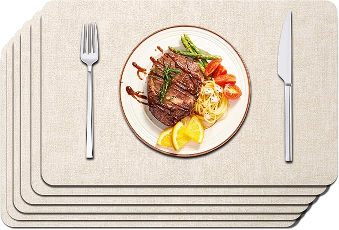 Maxpearl Faux Leather Placemats Set of 6 by Maxpearl