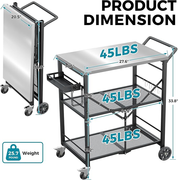 Ciokea Folding Outdoor Grill Cart - Image 2