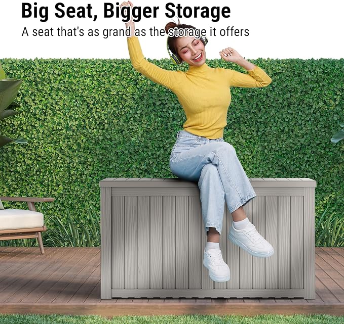 Mars Villa 180 Gallon Outdoor Storage Box, Large Waterproof Resin Deck Box - Image 8