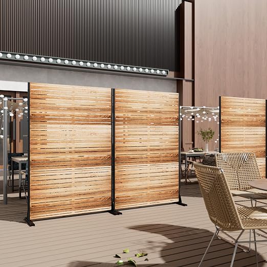 Casaphoria 72" H x 47" W Metal Privacy Screen, Freestanding Outdoor Screen - Image 3