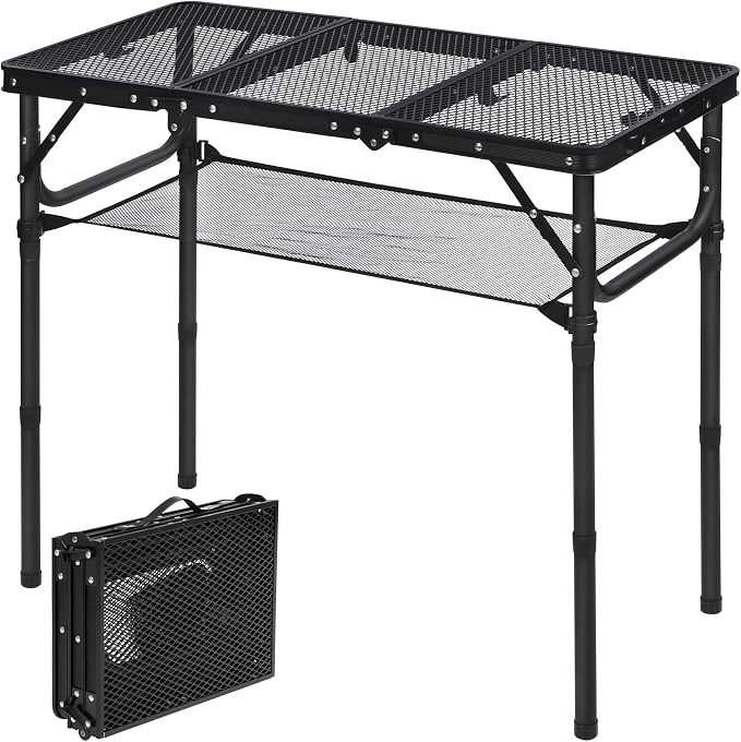 REDCAMP Small Triple fold Folding Grill Table by REDCAMP