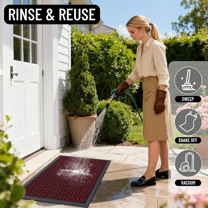 OLANLY Front Door Mat Outside Entrance 47x32, Heavy Duty Sturdy Natural Rubber - Image 8
