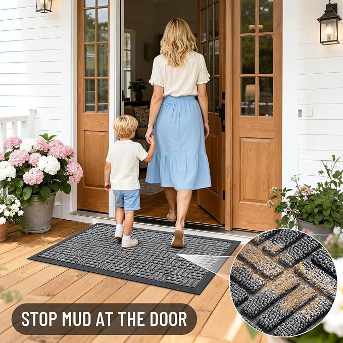 OLANLY Front Door Mat Outside Entrance 59x34, Heavy Duty Sturdy Natural Rubber - Image 7