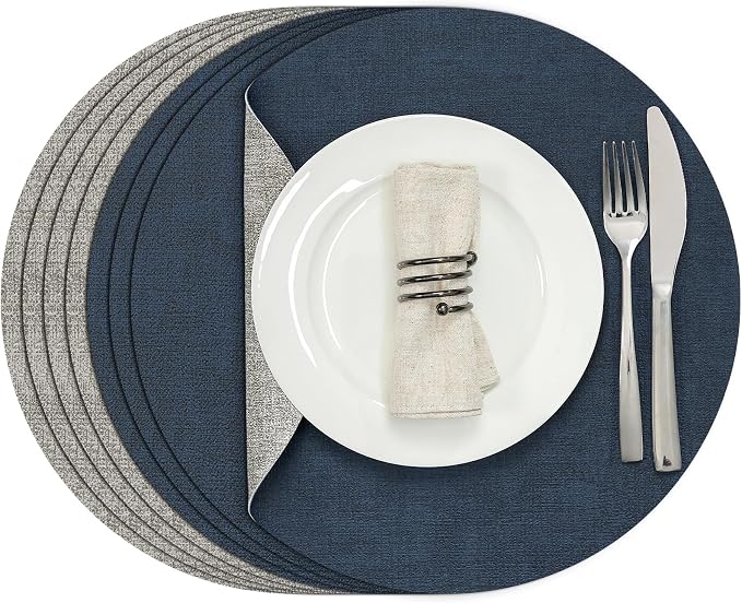 Myir JUN Round Placemats Dual Sided, Faux Leather Place Mats Set of 4 Indoor by MyirJUN