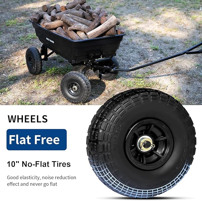 BILT HARD 4 Cu.Ft. 10" No-Flat Tires Poly Yard Dump Cart - Image 2